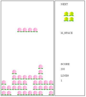 桃を一列にそろえるパズルゲーム。