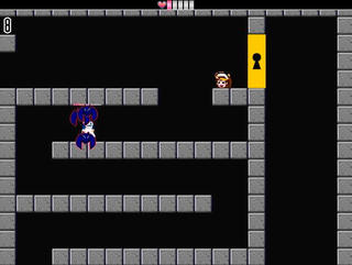 ぽんこつポン子の小冒険のゲーム画面「壁や天井に激突した頭部は気絶してその場に落ちてしまいます。急いで回収しましょう。」