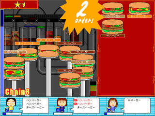 バーガーメーカーのゲーム画面「ゲームが進むとメニューも増えていきます」