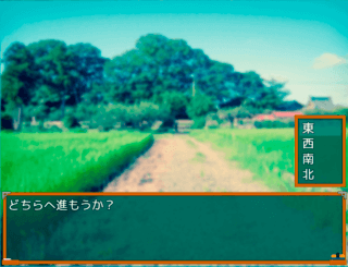 脱出と愛のエンタルピのゲーム画面「田舎を探索したり…」