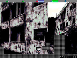 ウサギ少女と記憶の廃墟のゲーム画面「ゲーム画面。廃虚の写真が使われている。」