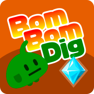 BomBomDigのゲーム画面「謎の生物が口から爆発物を吐きます。」