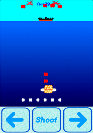 通信サブマリンのゲーム画面「爆雷爆発」