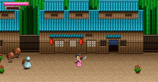 NAGINATA（フリー版）のゲーム画面「京都を守るために芸者は戦う。」