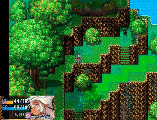 ニナの神隠し -another day-のゲーム画面「森では素材の採取や釣りなどができる。」