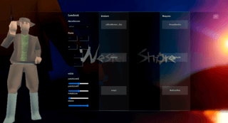 WesternShoreオンライン(β)のゲーム画面「半角英数字のアスキーで顔を作ります。移動回転拡縮もできます。」