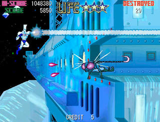 EXTRAPOWER STAR RESISTANCEのゲーム画面「ステージ2、シャークン星入港ドック」