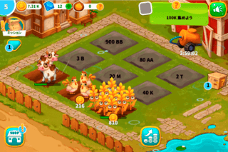 リトルファームクリッカーのゲーム画面「農園」