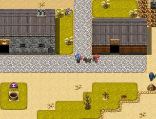 奴隷モンスターズのゲーム画面「村でガチャを引き、装備を強化しよう」