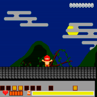 おしっこ忍者のゲーム画面「この赤ふん一丁の変態がプレイヤー」