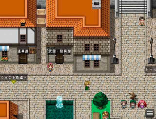 双子魔道士の異世界冒険譚 ー異世界訪問と盗まれた食べ物ーのゲーム画面「町ではカーソル移動での探索という特殊なもの」