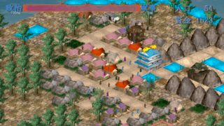 徳川のゲーム画面「街道を整備して城下町を作ろう！」