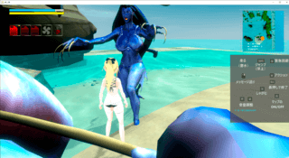 人喰い魚Ver1.01のゲーム画面「敵が襲ってくるので、全力で逃げよう。」