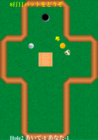 通信パットゴルフのゲーム画面「ホール２」