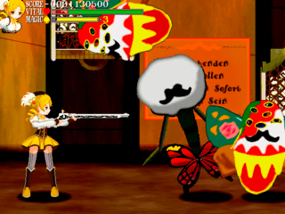 フィナーレ☆ファイトのゲーム画面「マミさんを操作して敵を殲滅しよう」