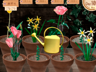 My Sweet Blossomのゲーム画面「お花にお水をあげたりして育てます」