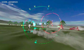 GLOBE GUNNER 2nd PLANETのゲーム画面「戦いは地上でも繰り広げられる」