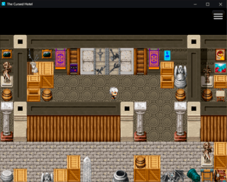 The Cursed Hotelのゲーム画面「秘密の倉庫です。この先は是非一度プレイしてみてください。」