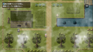 BraveMaterialのゲーム画面「フィールド画面。左上に次の目的が表示される。」