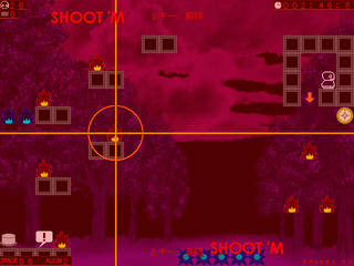 Danse Macabreのゲーム画面「どうしても無理なら銃撃して壊しちゃおう！（赤いブツに限る）」