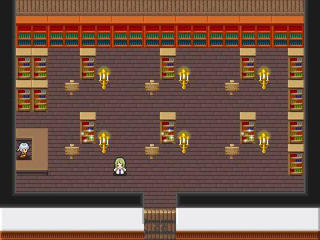 ビブリオの追想のゲーム画面「シナリオ選択の場となる図書館」