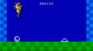 ESC Keiのゲーム画面「ジャンプ中にボタンを押すと二段ジャンプ」