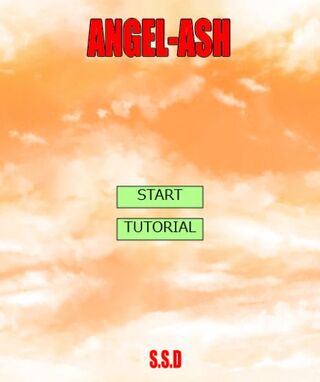 ANGEL-ASHのゲーム画面「タイトル画面です。STARTボタンを押せばゲームスタート。」