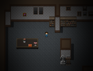 ハロウィンぶらっくないとのゲーム画面「不気味で薄暗い部屋」