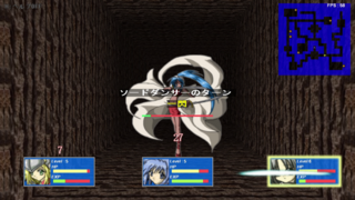 Sword Finger V2のゲーム画面「女の子モンスターは例外で攻撃力が低下しない。」