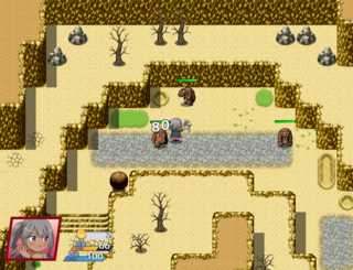 石切り戦姫エリーのゲーム画面「敵の種類や数に応じて技を使い分けよう」