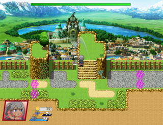 石切り戦姫エリーのゲーム画面「ステージの最後には強力なボスが！」