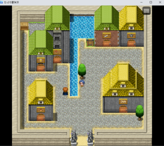 せっかち冒険譚のゲーム画面「町の施設は１画面内にすべて配置」