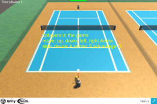マッチテニスのゲーム画面「プレーヤー１入室」