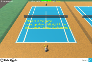 マッチテニスのゲーム画面「プレーヤー２入室」