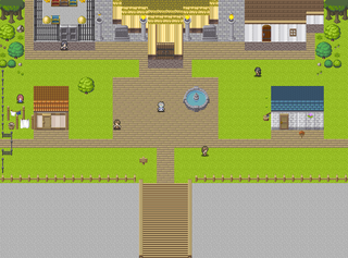 勇者はミステリーを知らないのゲーム画面「町の中央広場」