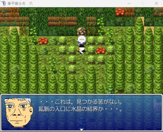 春平富士夫　六のゲーム画面「結界が張られた、鉱脈の入口」
