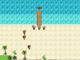 太陽と潮風の迷宮のゲーム画面「島を出ます」