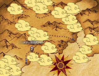 ホシウタのゲーム画面「物語が進むとともに地図の全貌が見えてくる。」