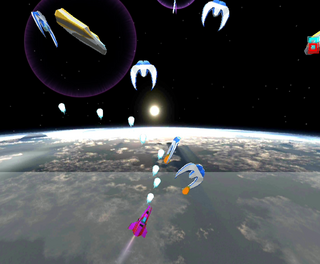 スペースインベーダーツイストのゲーム画面「新感覚のスペースインベーダーゲーム！」