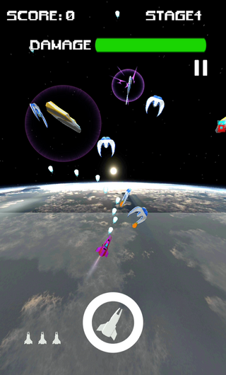スペースインベーダーツイストのゲーム画面「ツイストして迫りくるインベーダーを殲滅せよ！」