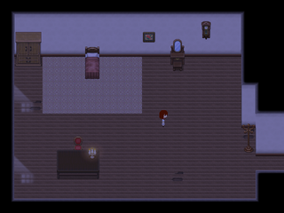 オカミさんの開かず屋敷のゲーム画面「埃っぽい屋敷の中」