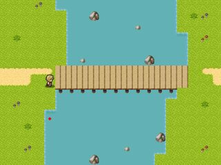 農民開拓月記のゲーム画面「なら橋を架けよう!」