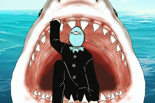 強キャラ学園のゲーム画面「サメの歯が、”危ない”――」
