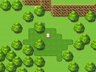 ケアルのお店のゲーム画面「まずは村と隣接する森の探索からはじめよう！」