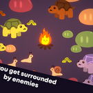 In-game campfire surrounded by enemies