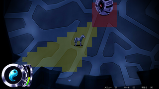 TAIGA- the 2nd -のゲーム画面「ステルスアクション場面。敵の監視をかいくぐれ」