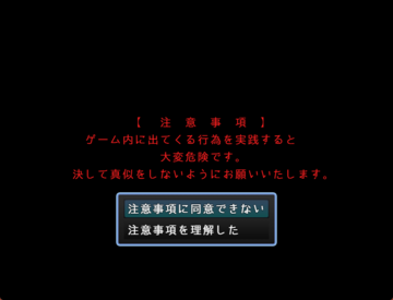 ゲーム開始直後に表示される注意事項をお守りください。