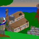 ゲームキャラクターと世界観のキービジュアル。