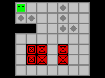 赤いブロックは2個ずつしか押せません。