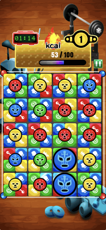 丸いフクメンのボタンを押すと、周りの四つのブロックが回転